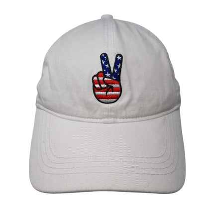 Peace Sign Slideback Hat White One Size Embroidered Patriotic David And Young