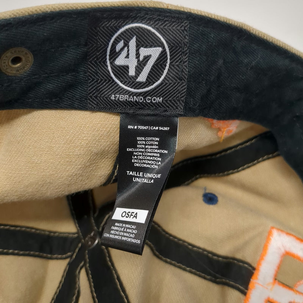 '47 Tennessee Volunteers NCAA Cap Beige Blue Orange One Size College Vault Hat