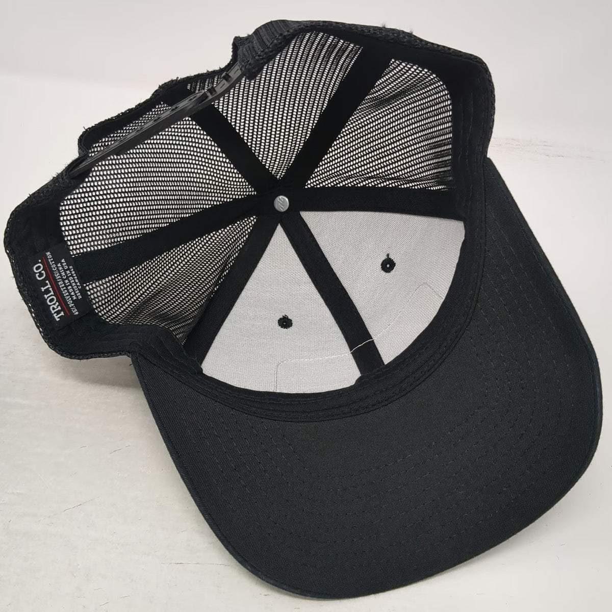 Troll Co. Trucker Hat Black OSFM Support Blue Collar Patch Snapback Mesh Back