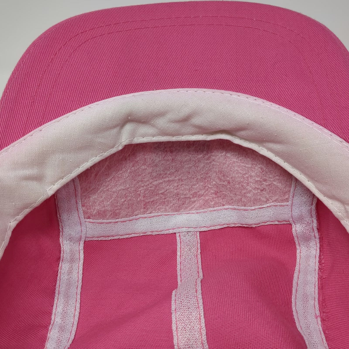 T.I. 5 Panel Pink White Satin Sugar Ball 96 Logo Slideback Camper Hat Vintage