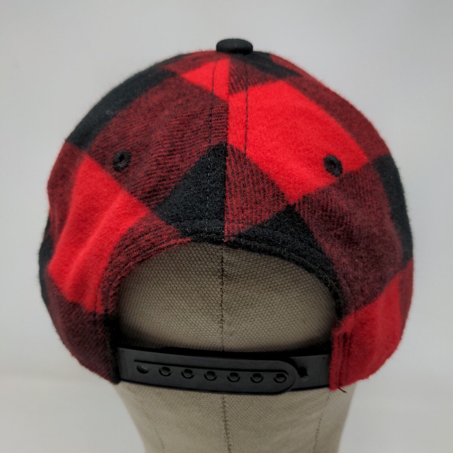 Bass Pro Shops Men's Snapback Hat Red Black Buffalo Plaid Size OSFM Embroidered