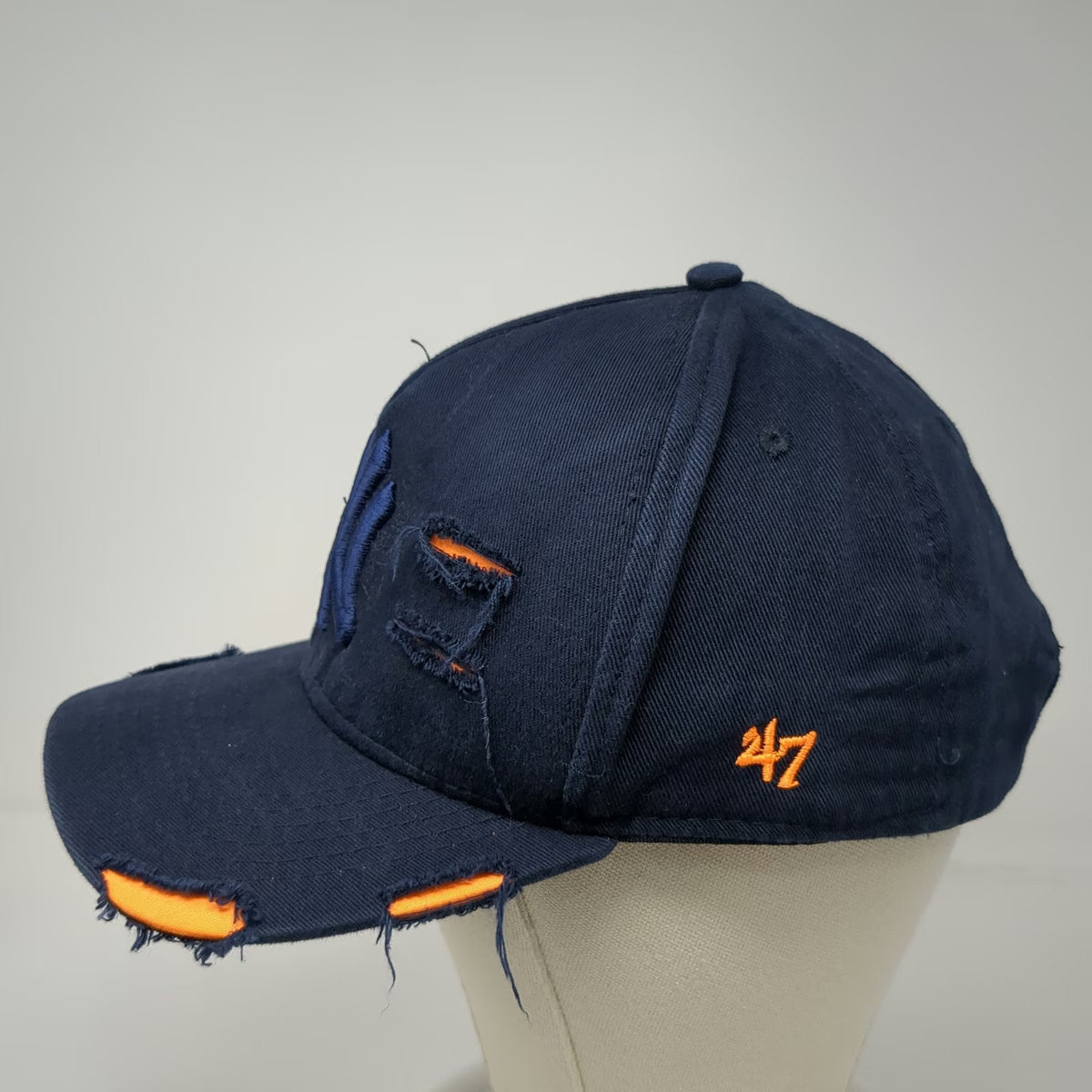 '47 Brand New York Yankees MLB 5 Panel Blue One Size Hat Distressed Cotton Slide