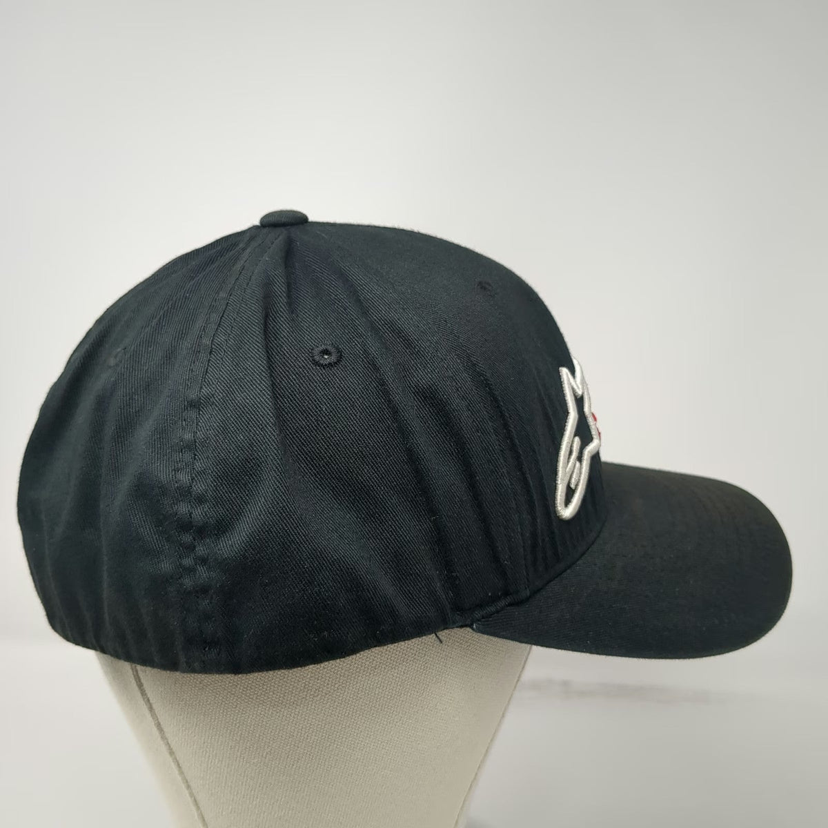 Alpinestars Baseball Cap Black XL Flexfit Embroidered Logo Stretch Fit Hat Moto