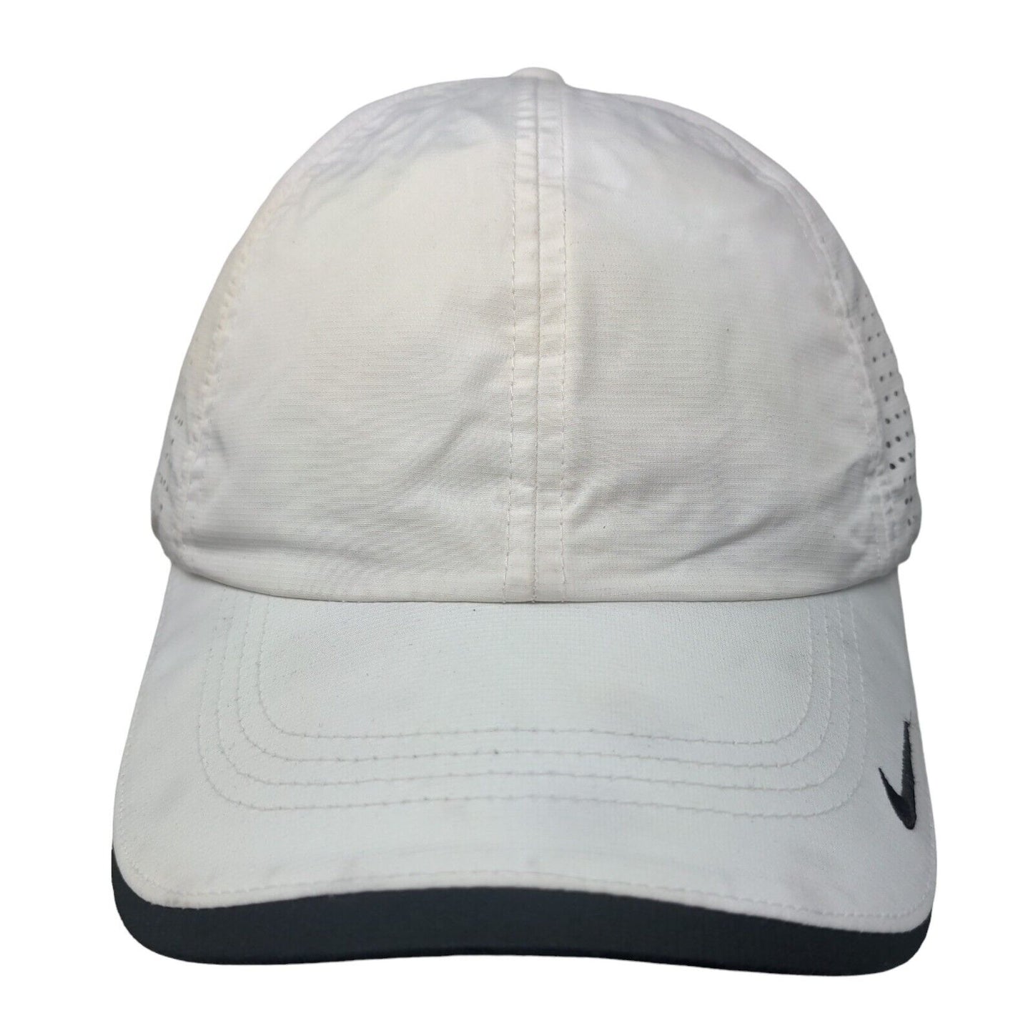 Nike Swoosh Strapback Hat White OSFM Dri-Fit Heritage 86 Laser Cut