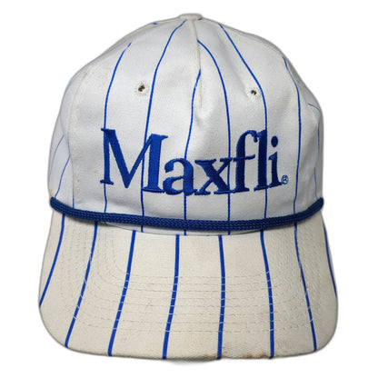 Maxfli 5 Panel Hat White Blue One Size Pinstripe Rope Golf Slideback Cotton USA