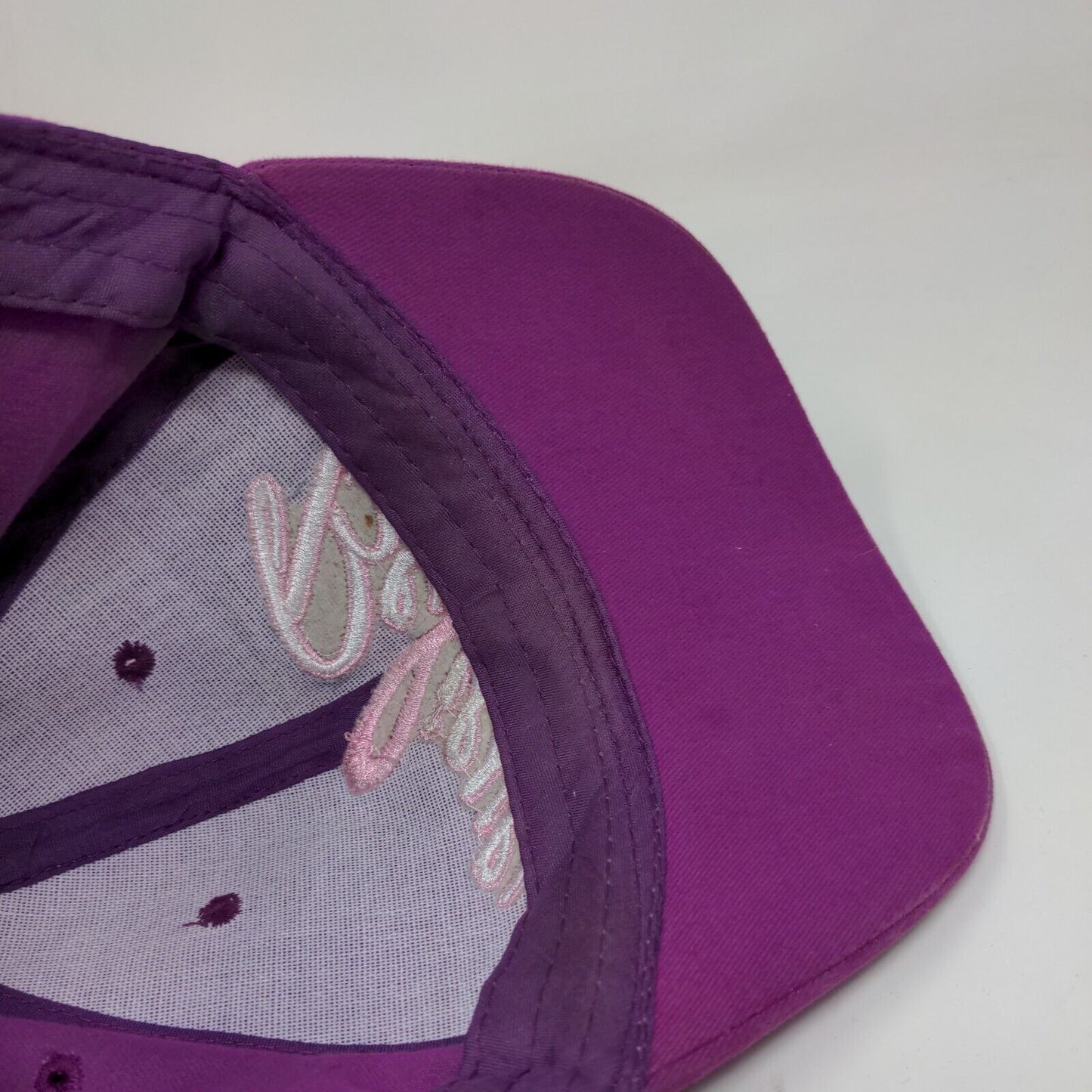 Believe Strapback Hat Purple OSFM Embroidered Pink Ribbon 6 Panel