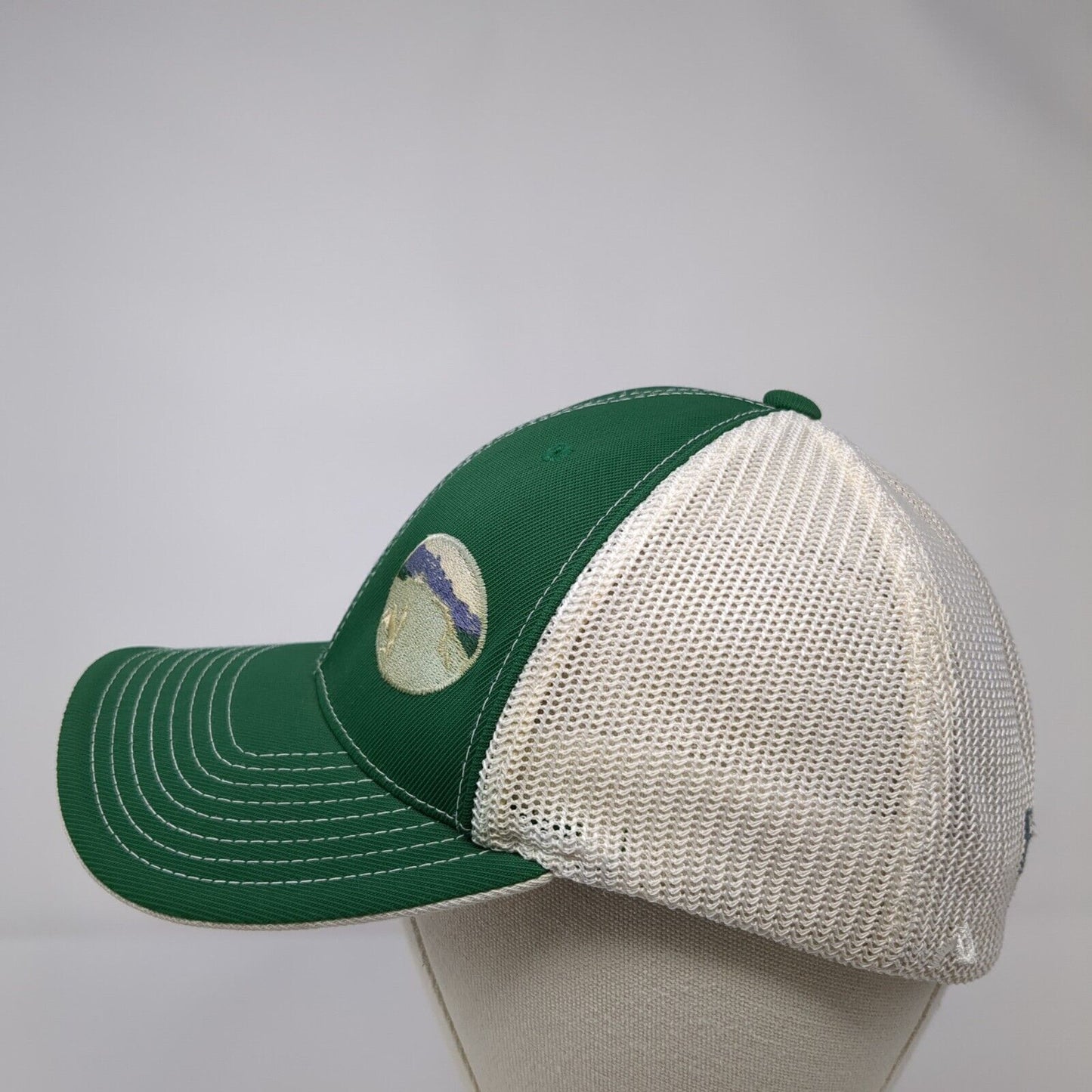 Foothills Fitted Mesh Back Trucker Hat Green 6 7/8-7 3/8 Embroidered