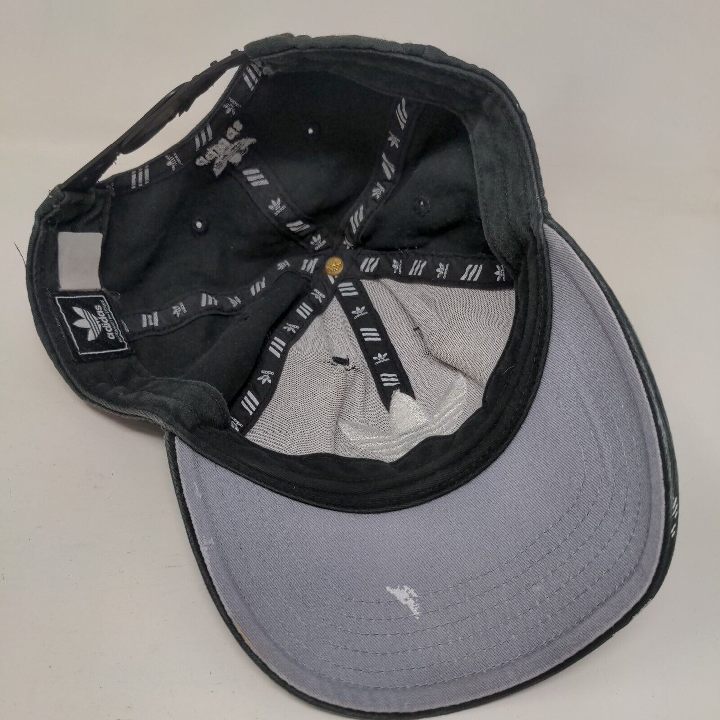 Adidas Trefoil Snapback Hat Black One Size Embroidered 3 Stripes 6 Panel