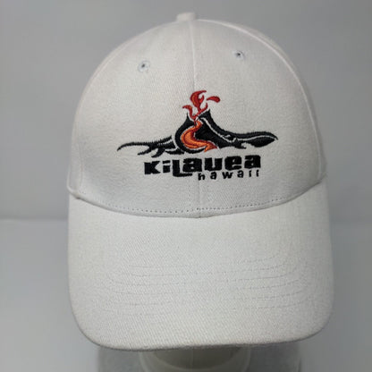 Kilauea Hawaii Strapback Hat White One Size Embroidered Hawaiian Headwear