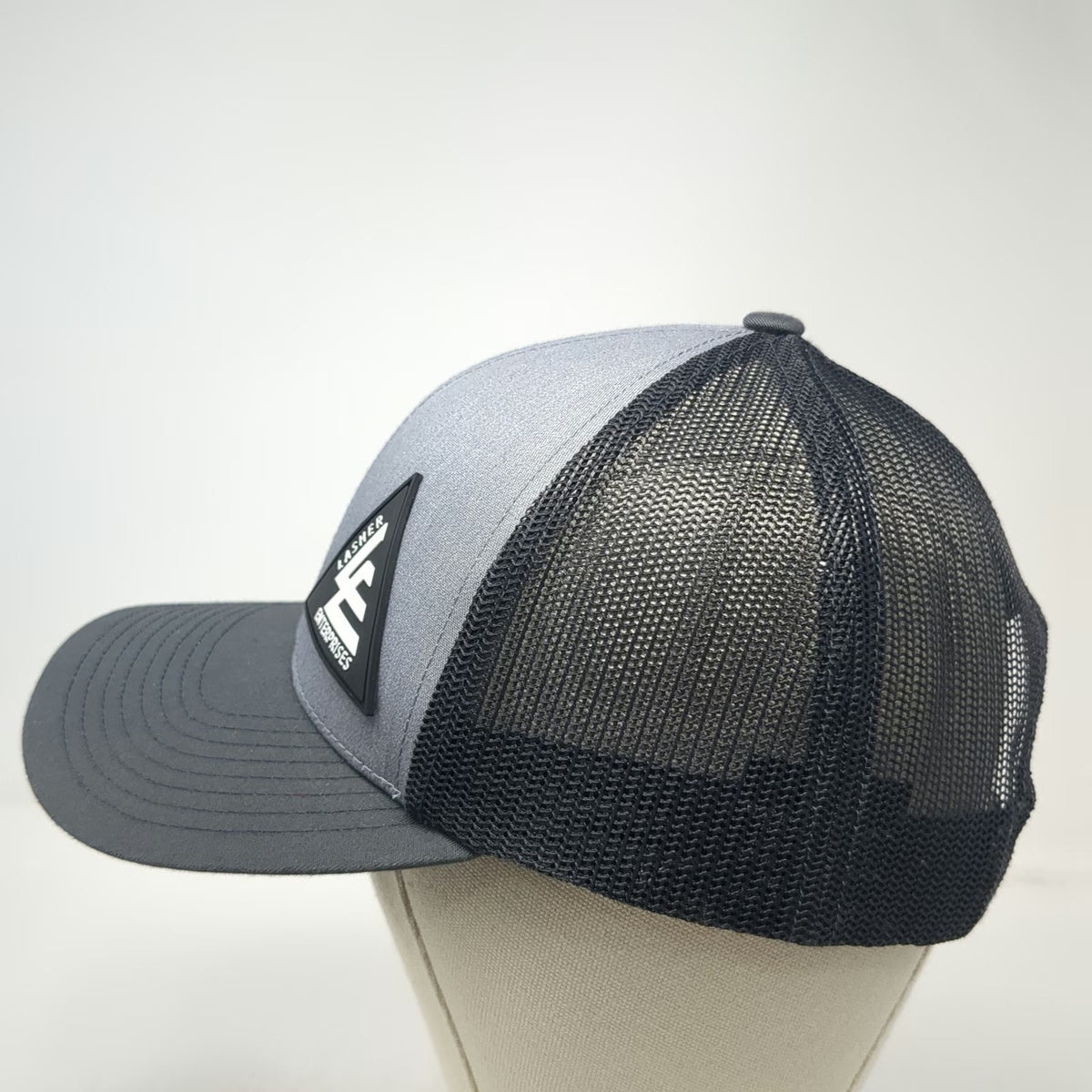 Pacific Headwear Trucker Hat Gray One Size Snapback Lasher Enterprises Logo Mesh
