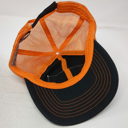 K-Products Trucker Hat Black Orange One Size Sno-Cat Patch Contrast Stitching
