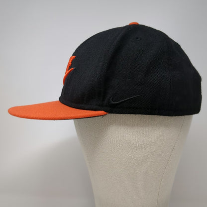 Nike Snapback Black Orange Hat One Size Flat Brim Embroidered Contrast Logo