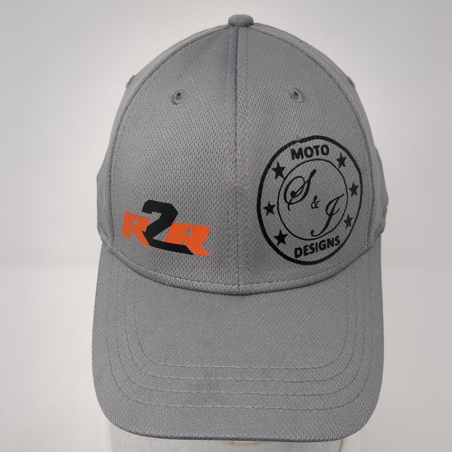 R2R Moto Designs Fitted Hat Gray L/XL Solid Athletic Works 6 Panel