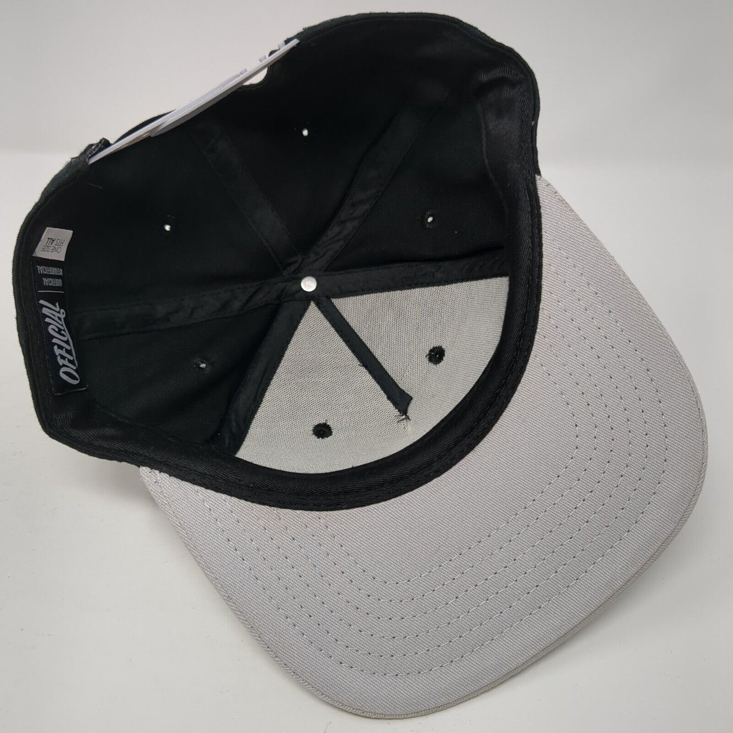 Official Snapback Hat Black One Size Adjustable Vented Holes 6 Panel