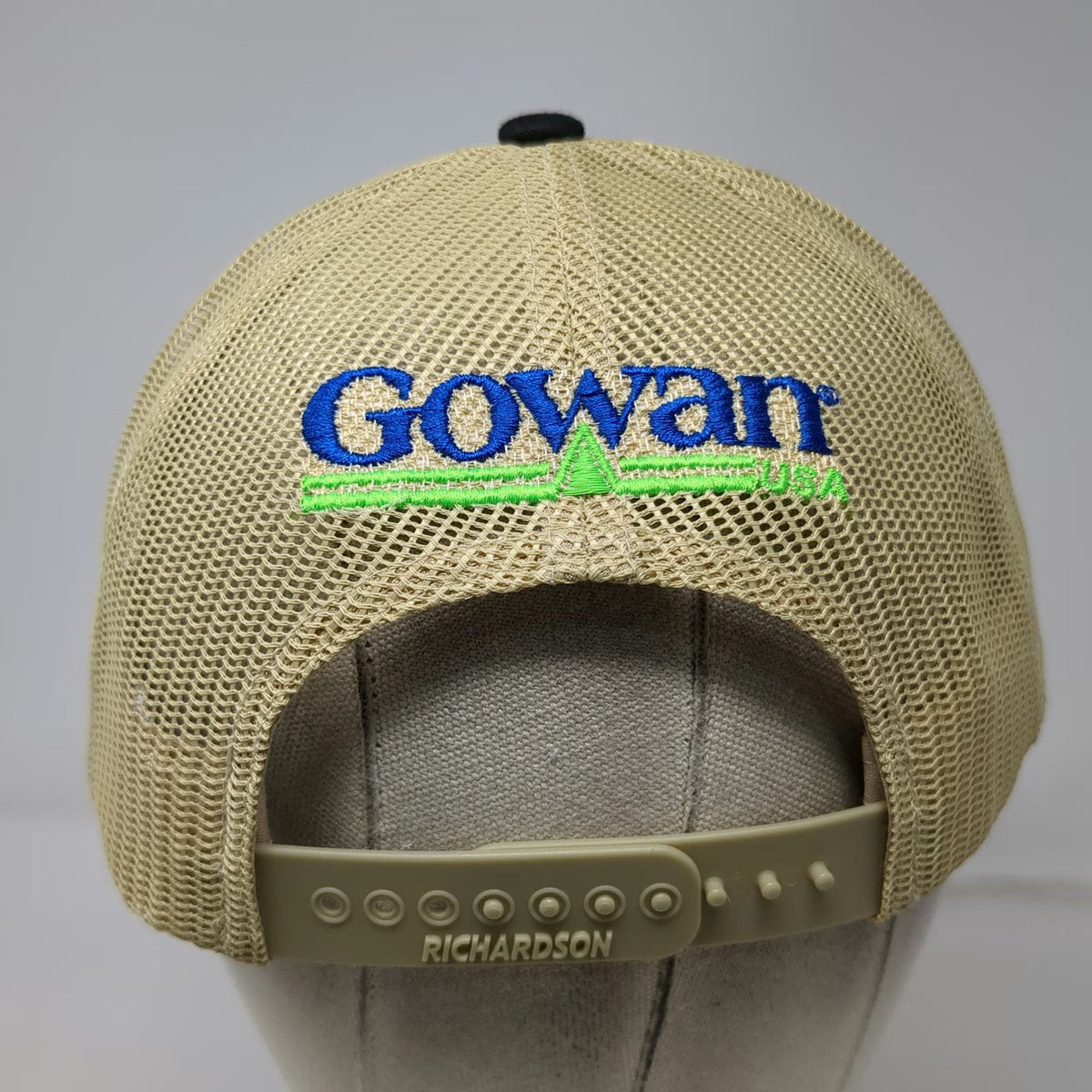 Richardson Trucker Hat Black Beige One Size Zing Fungicide Gowan USA Snapback