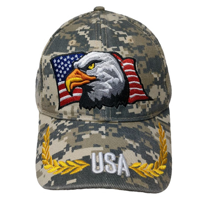 Baseball Cap Beige Gray OS Digital Camo USA Eagle Laurel Wreaths Patriot Hat