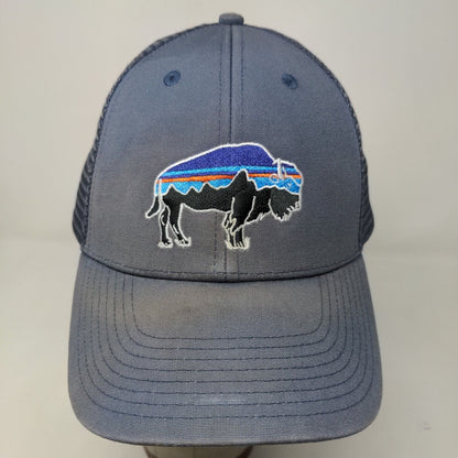 Patagonia Men's Snapback Mesh Back Hat Blue Embroidered Buffalo Logo