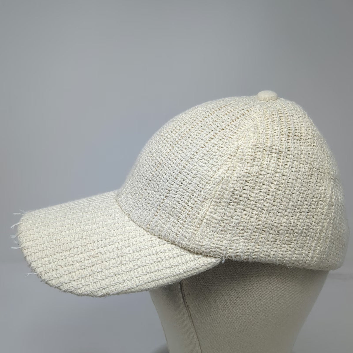 Sonoma Baseball Cap Beige One Size Slideback Woven Straw Frayed Brim Hat Blank