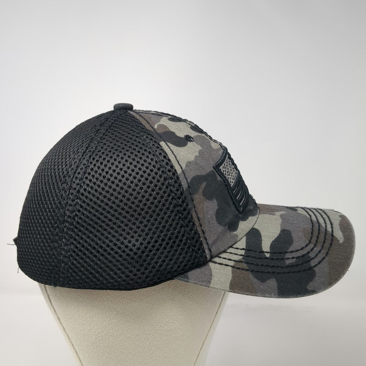Arrell's Baseball Cap Gray Black One Size Mesh Camo Flag Panama City Beach hat