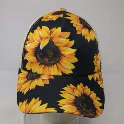 Sunflower Ponytail Trucker Hat Multicolor One Size Adjustable Mesh Back Floral