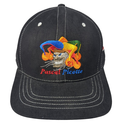 Vintage Pascal Picotte Snapback Hat Embroidered Joker Jester Logo #21 Black