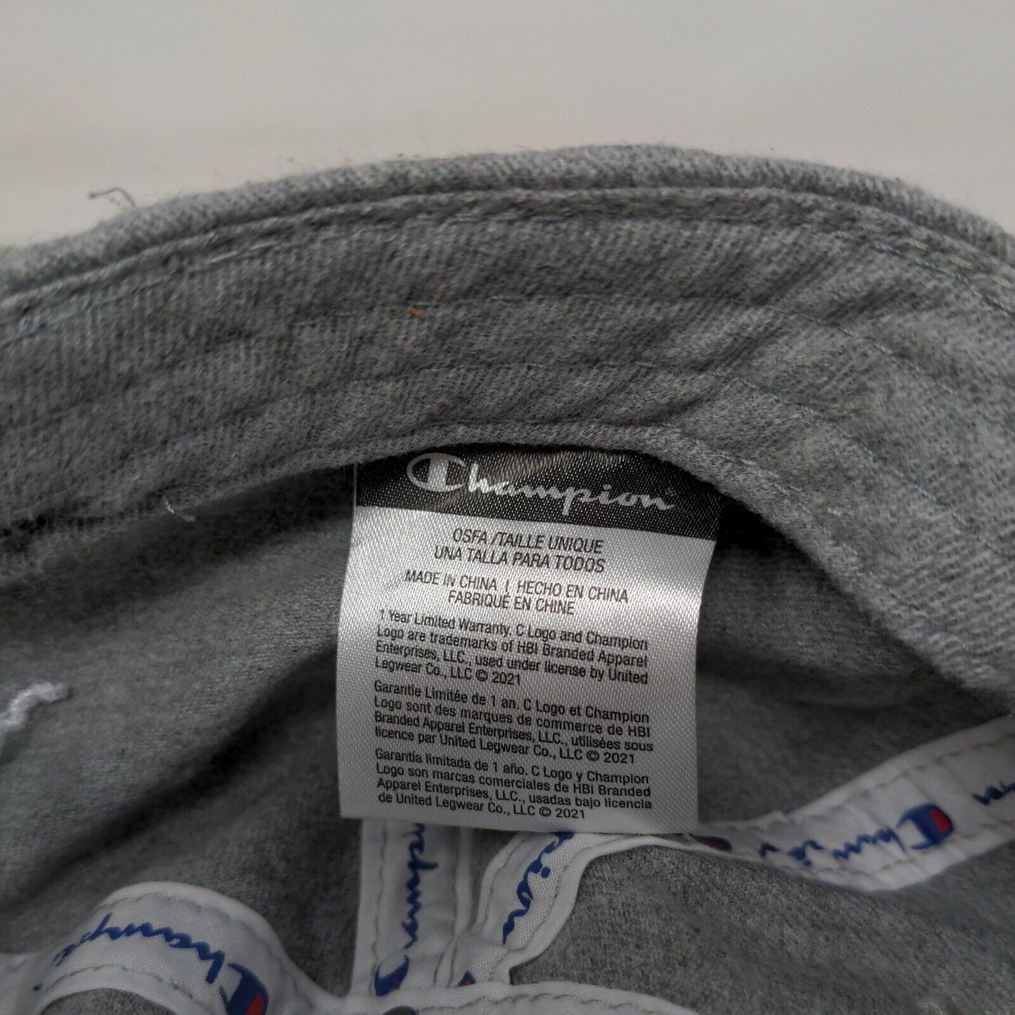 Champion C Logo Slideback Hat Solid Gray OSFA Adjustable Embroidered