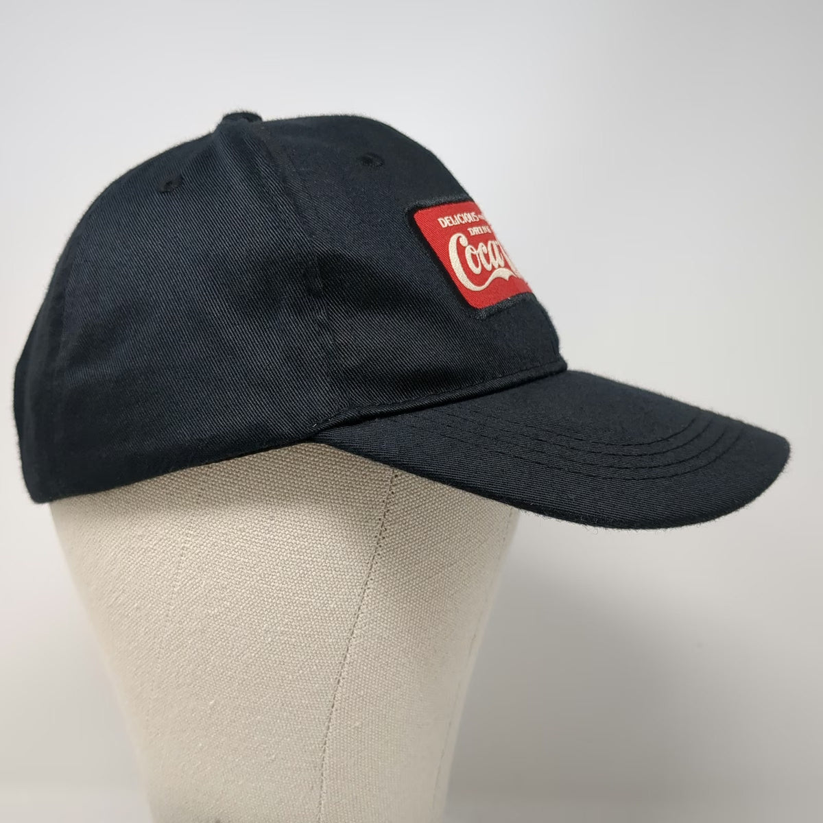 Coca-Cola Black Baseball Cap One Size Adjustable Strapback Patch Logo Drink Hat