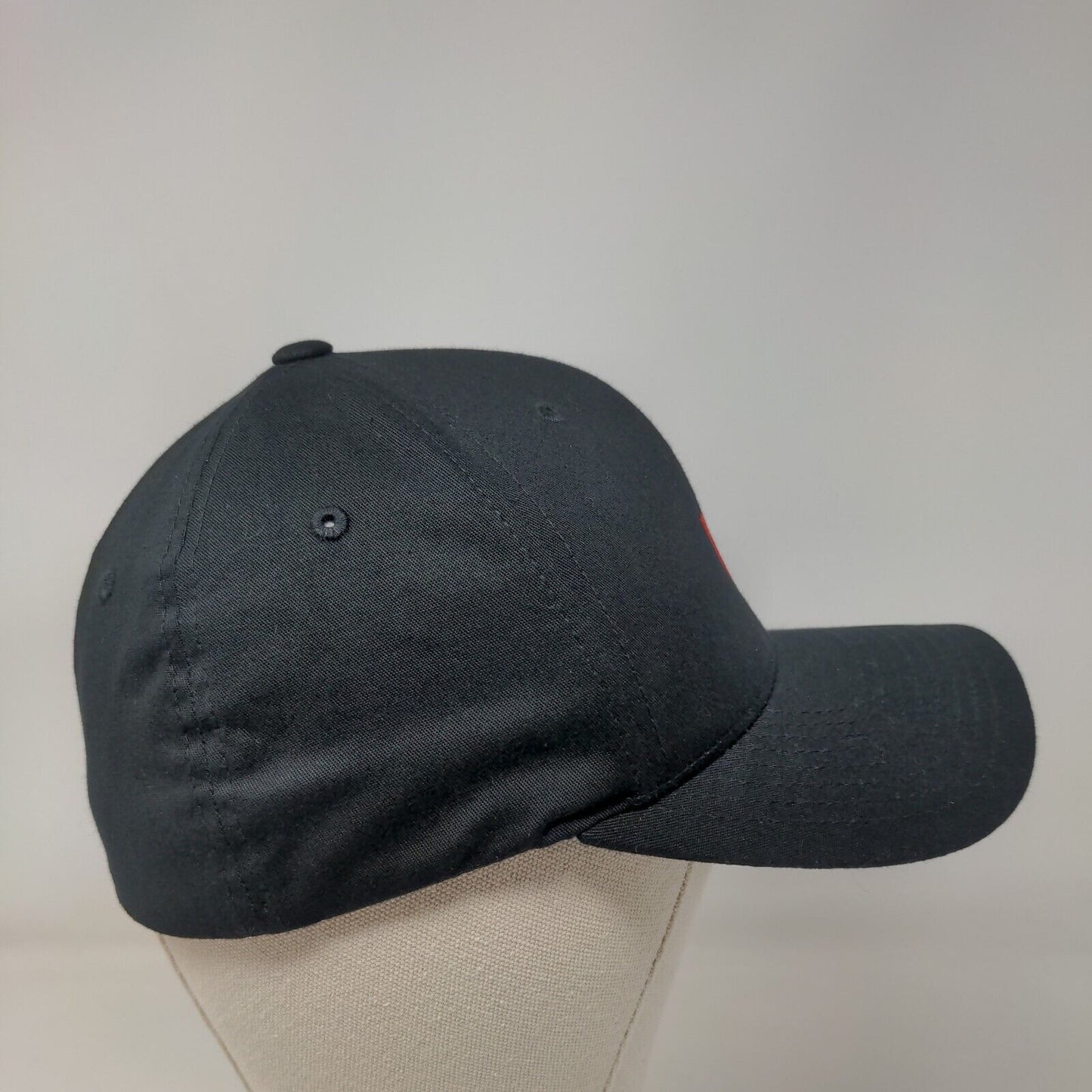 Flexfix Yupoong Fitted Hat Black Size S-M Embroidered Red Checkmark Logo