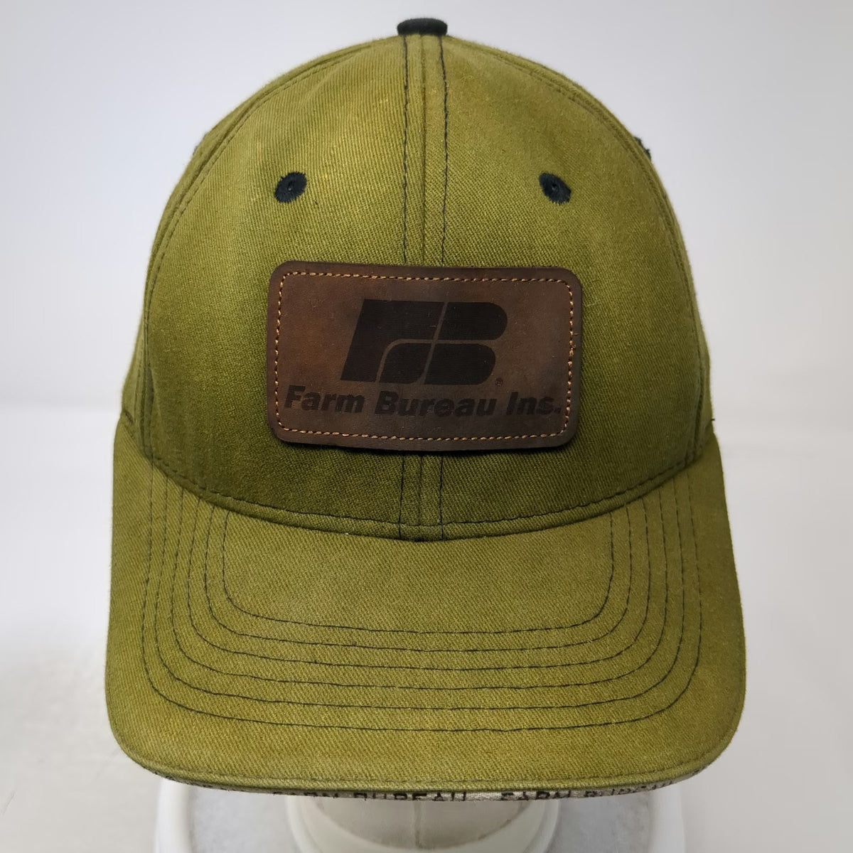 Buck's Bags Baseball Cap Green One Size Farm Bureau Idaho Leather Patch Logo Hat
