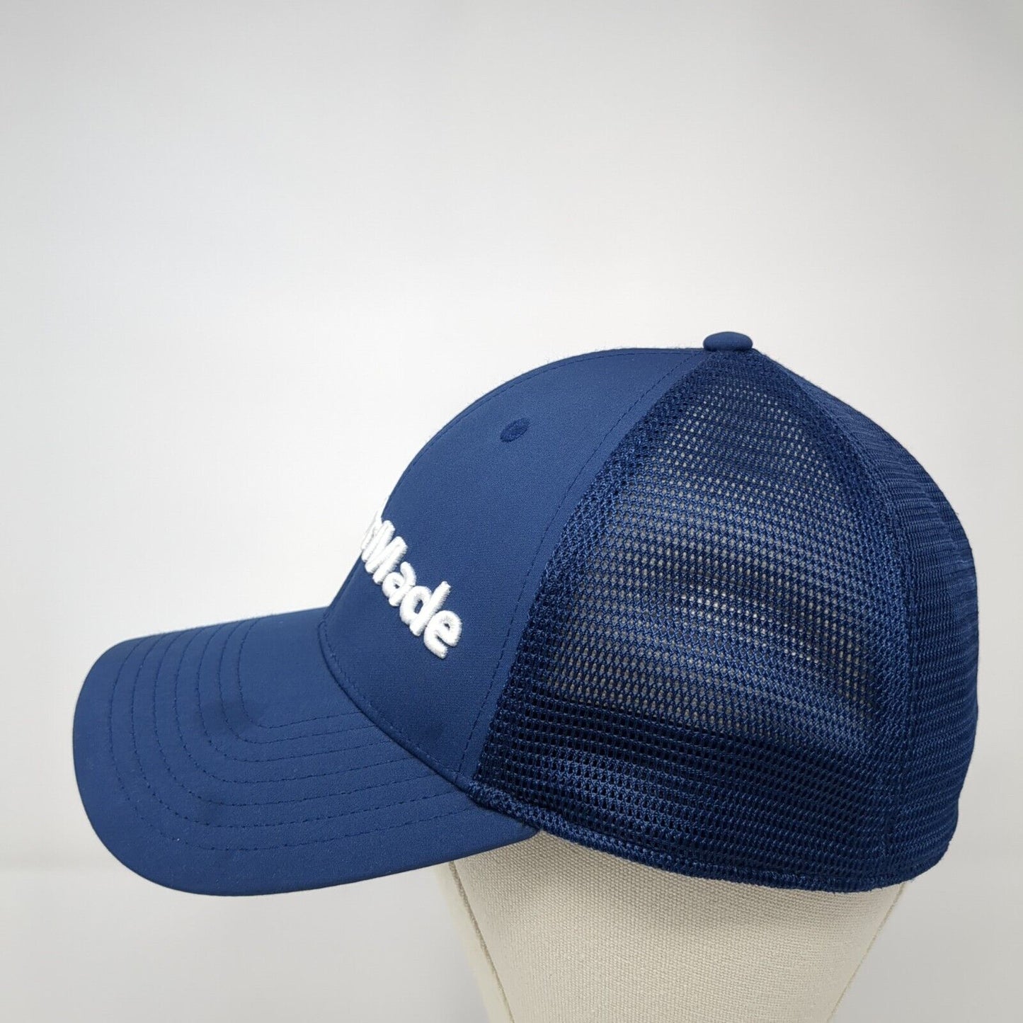 TaylorMade Fitted Mesh Back Hat Blue L/XL Solid Embroidered A-Flex