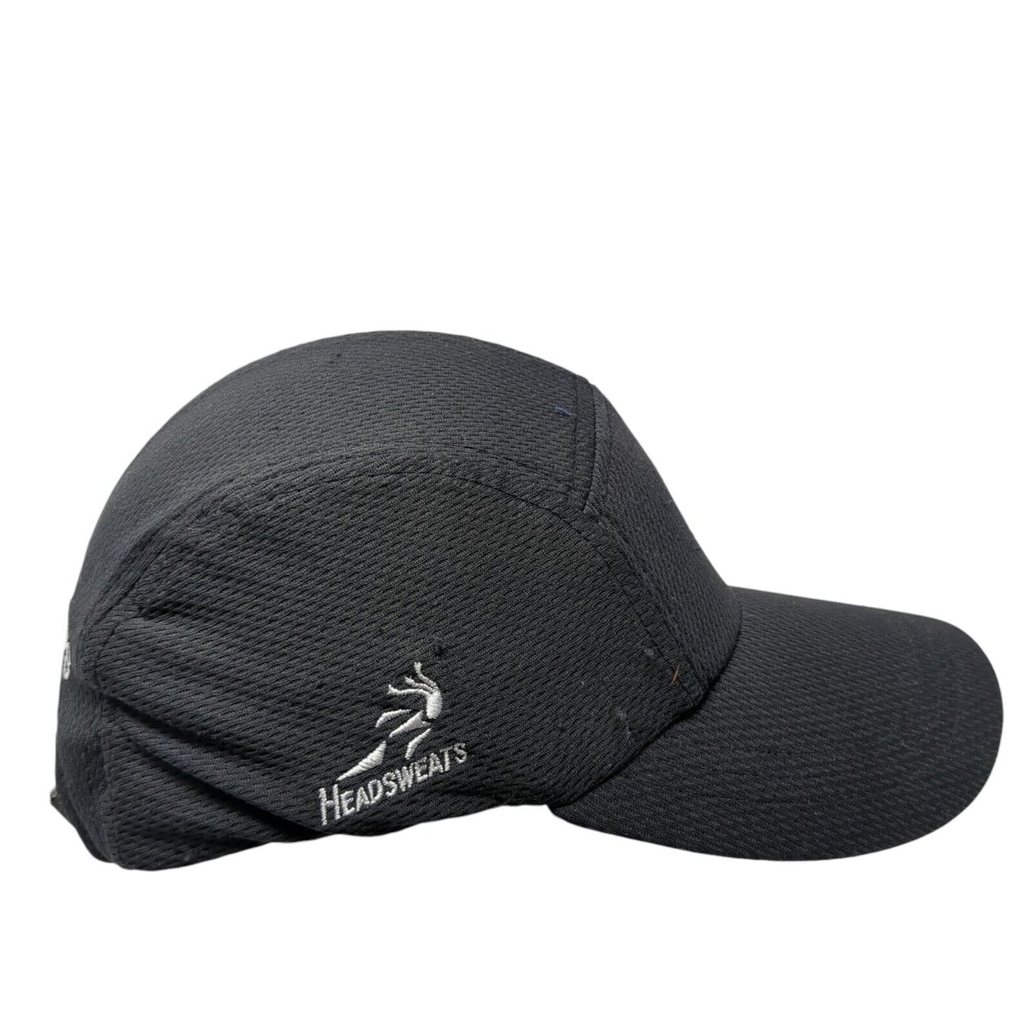 Headsweats Strapback 5 Panel Cap Black One Size Adjustable Embroidered Blank