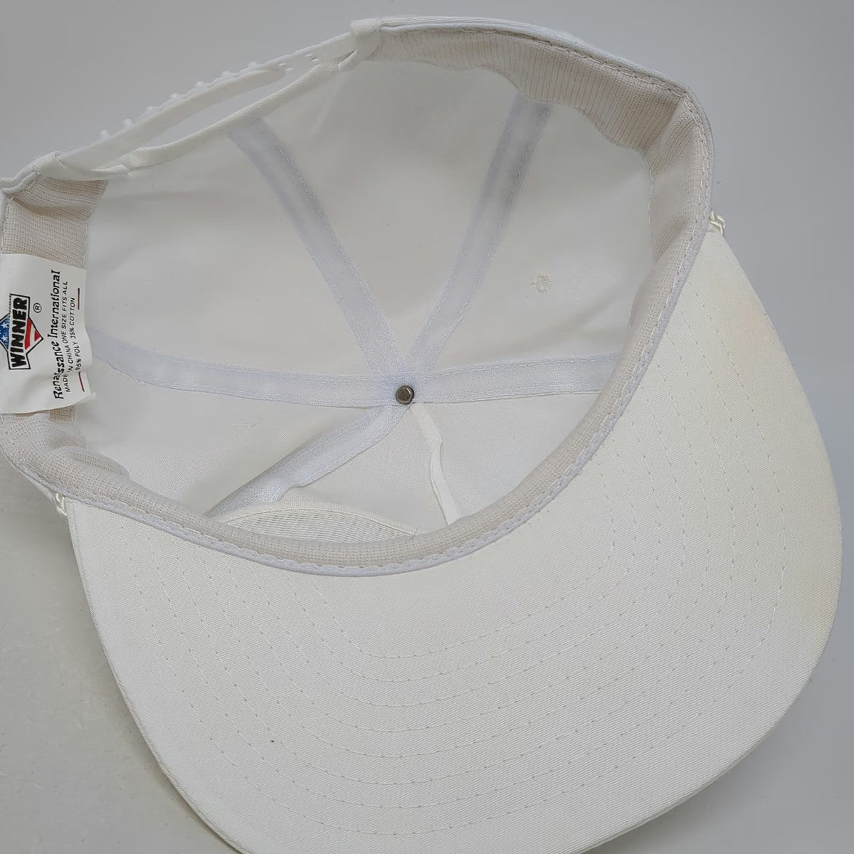 Winner 5 Panel White Hat One Size Snapback Rope Brim Sweet's Paint Outlet Logo
