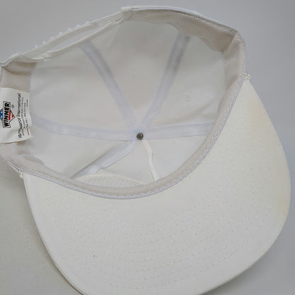 Winner 5 Panel White Hat One Size Snapback Rope Brim Sweet's Paint Outlet Logo
