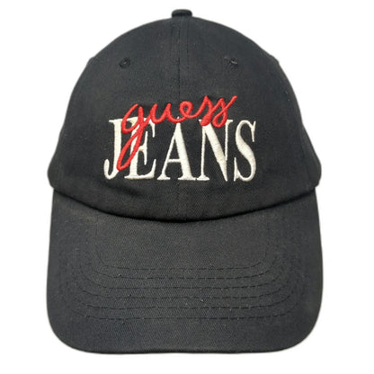 Guess Baseball Cap Black One Size Embroidered Jeans Script Logo Slideback Hat