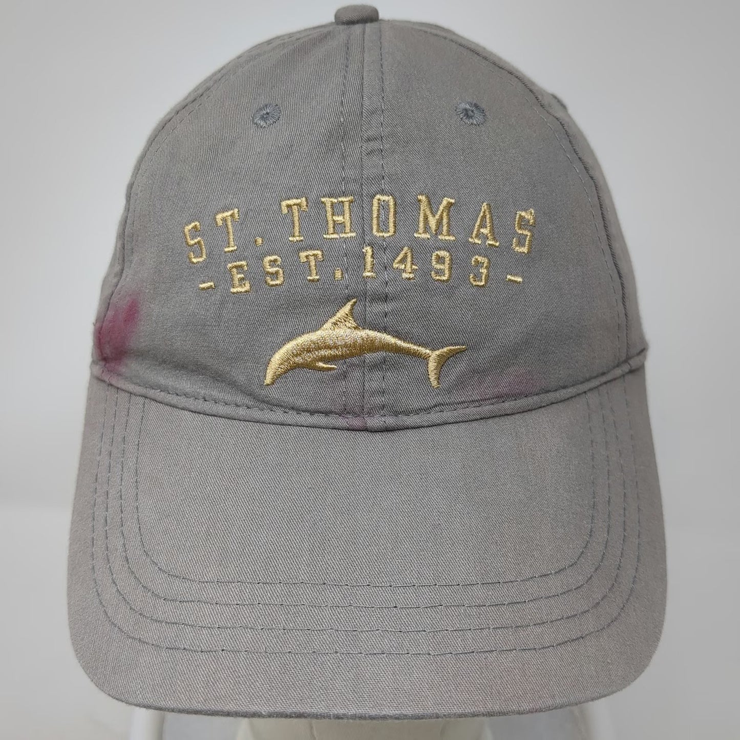 Ocean Blue Apparel St. Thomas Dolphin Gray One Size Baseball Cap Hat Embroidered