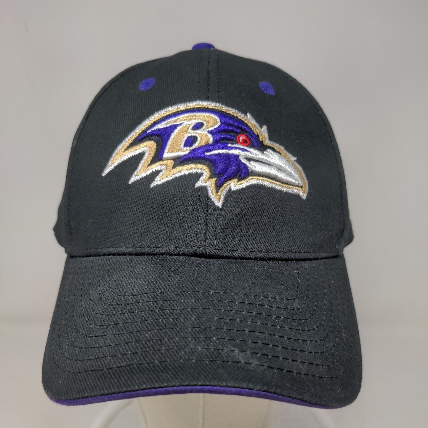 NFL Men's Baltimore Ravens Strapback Hat Black Purple OS Embroidered Logo