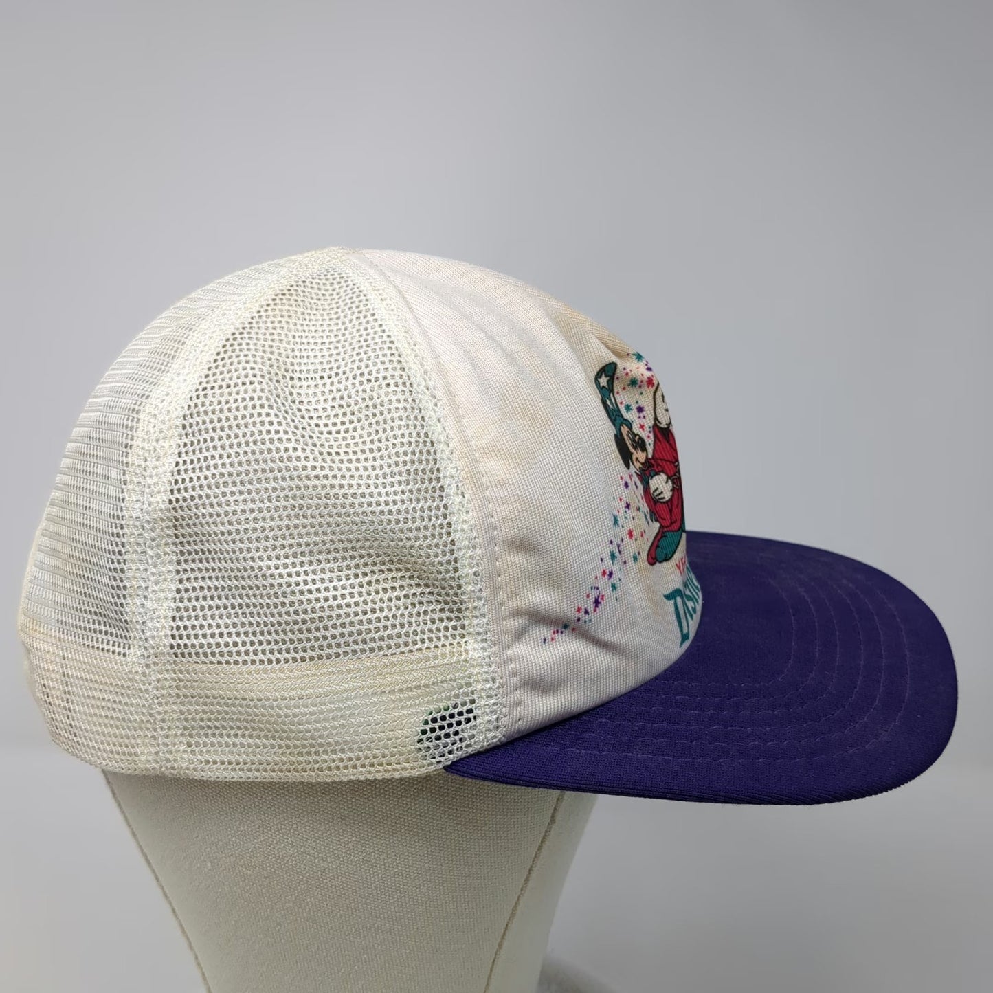 New Era Trucker Hat White Vintage Disneyland 35 Years Sorcerer Mickey Snapback