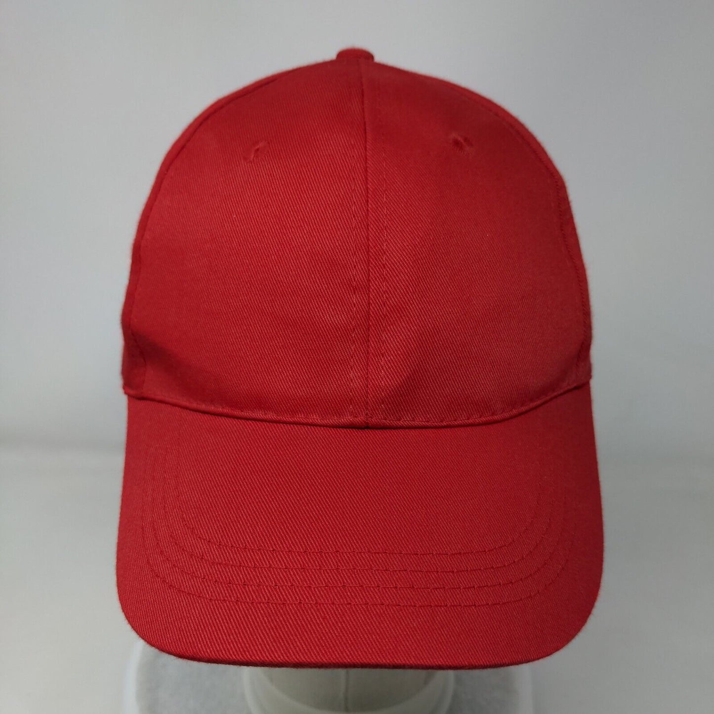 Unbranded Strapback Hat Red One Size Adjustable Vented Holes 6 Panel Blank