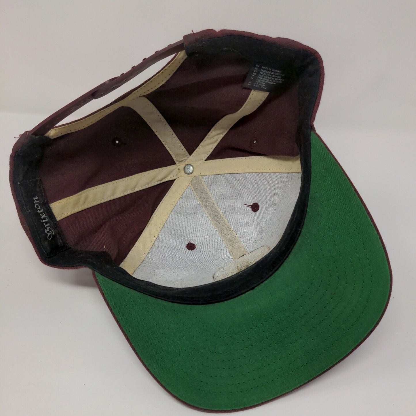 Brixton Mfg Co Snapback Hat Red OSFA Adjustable Embroidered Vented Holes 6 Panel