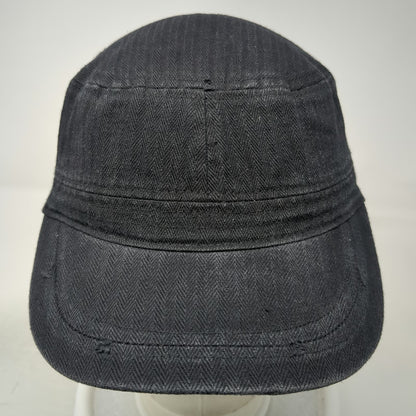David and Young Army Cap Black One Size Herringbone Cotton Strapback Hat Cadet