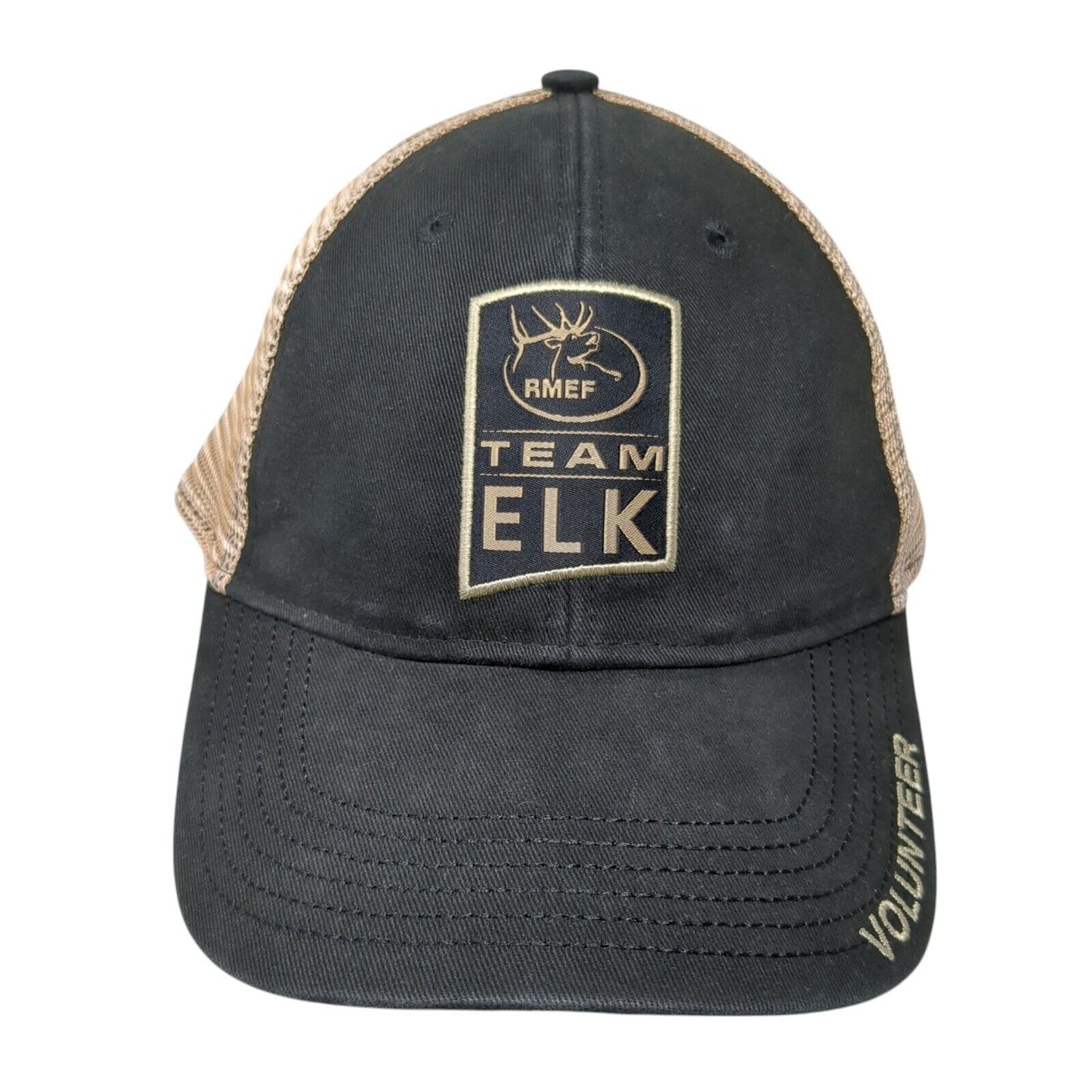 RMEF Team Elk Volunteer Slideback Trucker Hat Black One Size Mesh Back