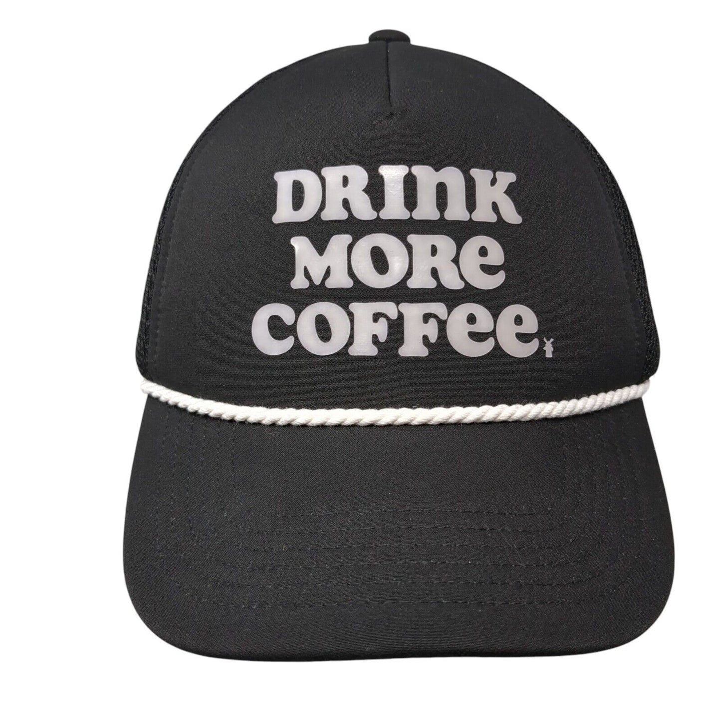 Drink More Coffee Snapack Rope Trucker Hat Black One Size Dutch Bros