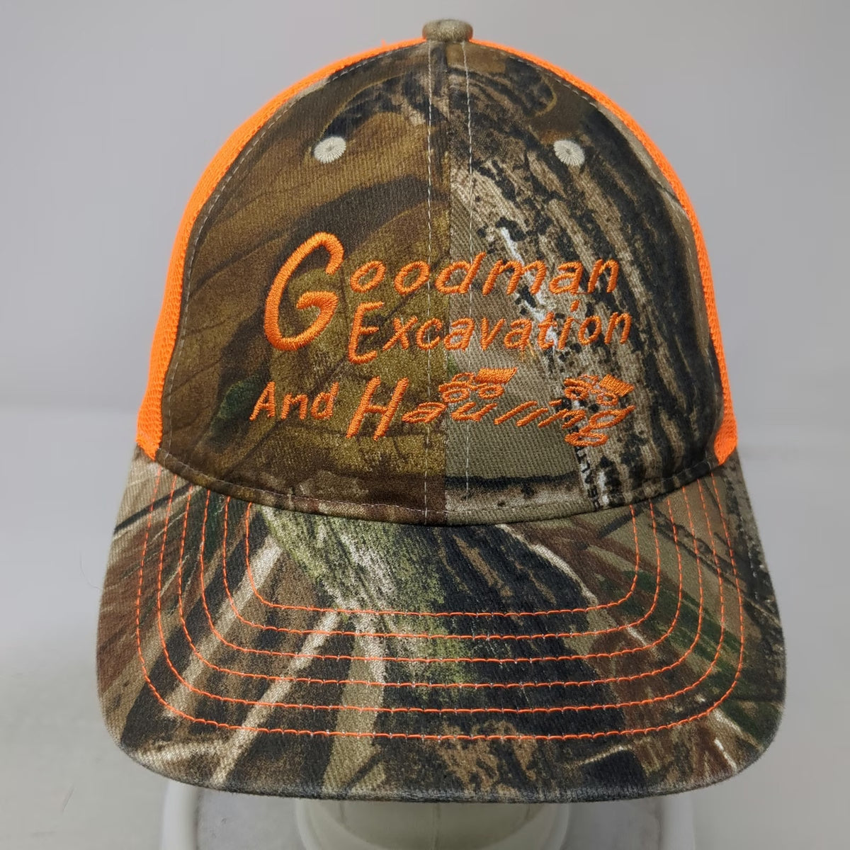 Kati Baseball Cap Orange Camo One Size Goodman Excavation Hauling Mesh Hat
