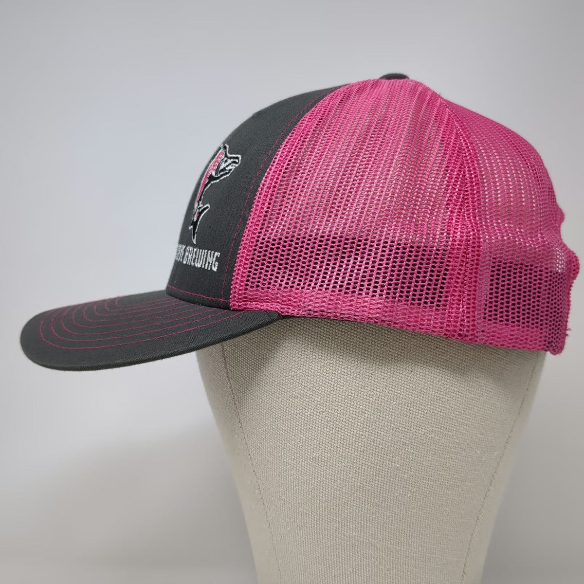Richardson Trucker Hat Gray Pink One Size Sockeye Brewing Fish Logo 112 Mesh