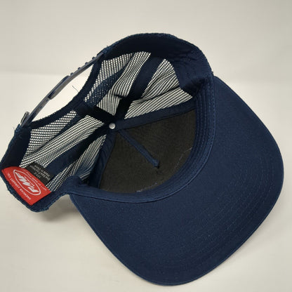 FMF Snapback Trucker Hat Blue One Size Adjustable Embroidered Mesh Back 6 Panel