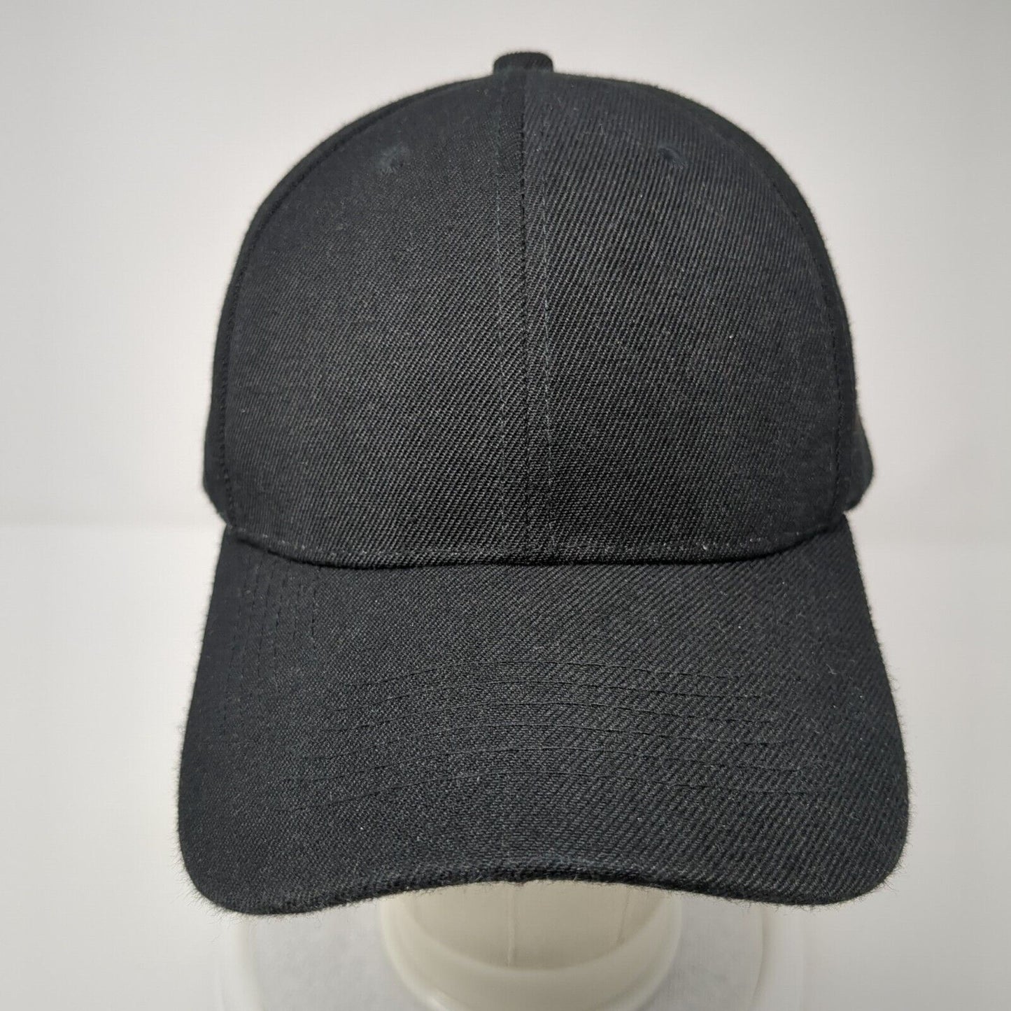 Unbranded Strapback Hat Black One Size 6 Panel Adjustable Blank Solid
