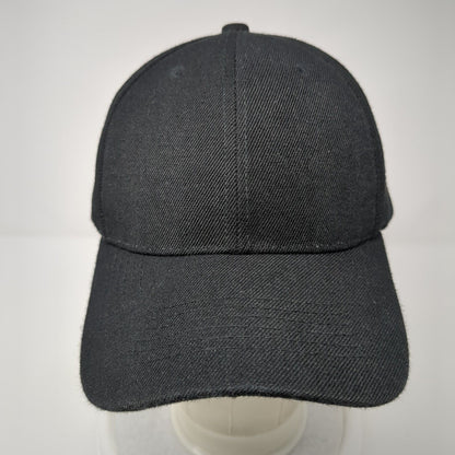 Unbranded Strapback Hat Black One Size 6 Panel Adjustable Blank Solid