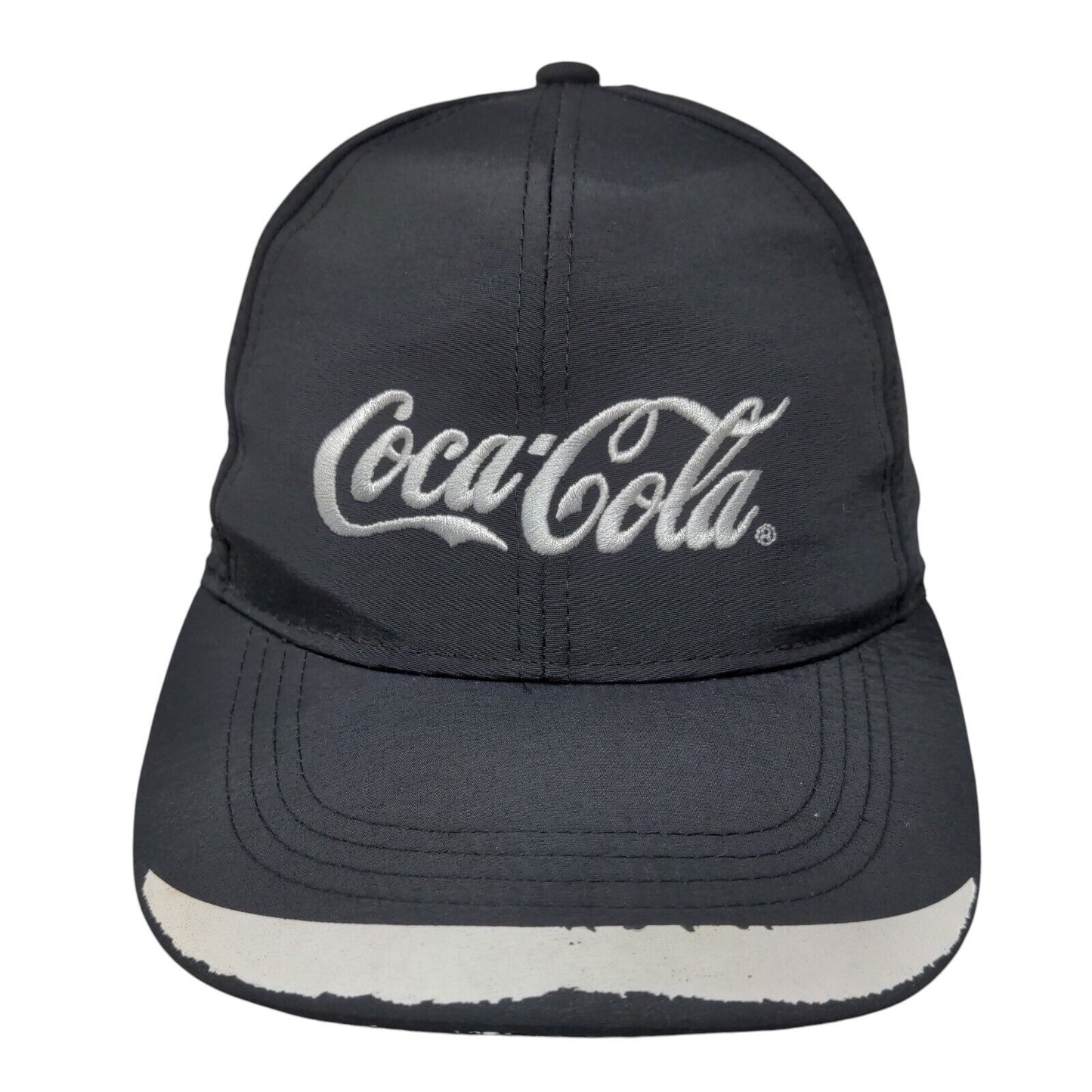 Coca-Cola Strapback Hat Black One Size Adjustable Embroidered Breathable 6 Panel