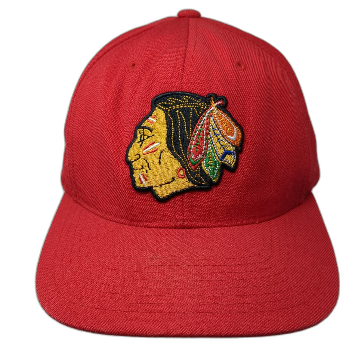 Chicago Blackhawks NHL Mitchell & Ness Snapback Red Hat One Size Green Brim Wool