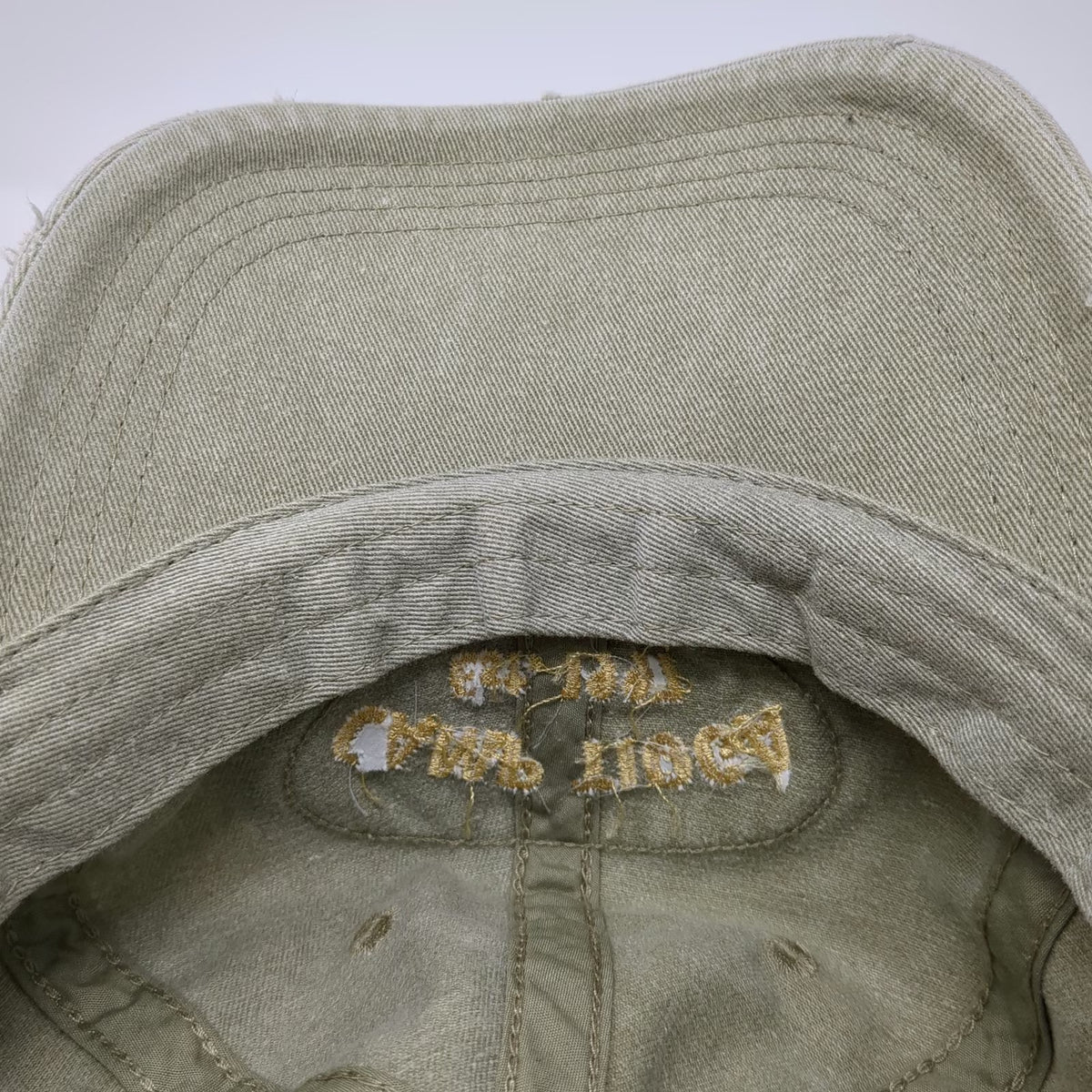 Authentic Pigment Baseball Cap Green One Size Distressed Patch Frayed Brim Hat